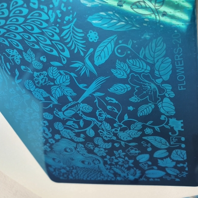Blue stamping plate Flower